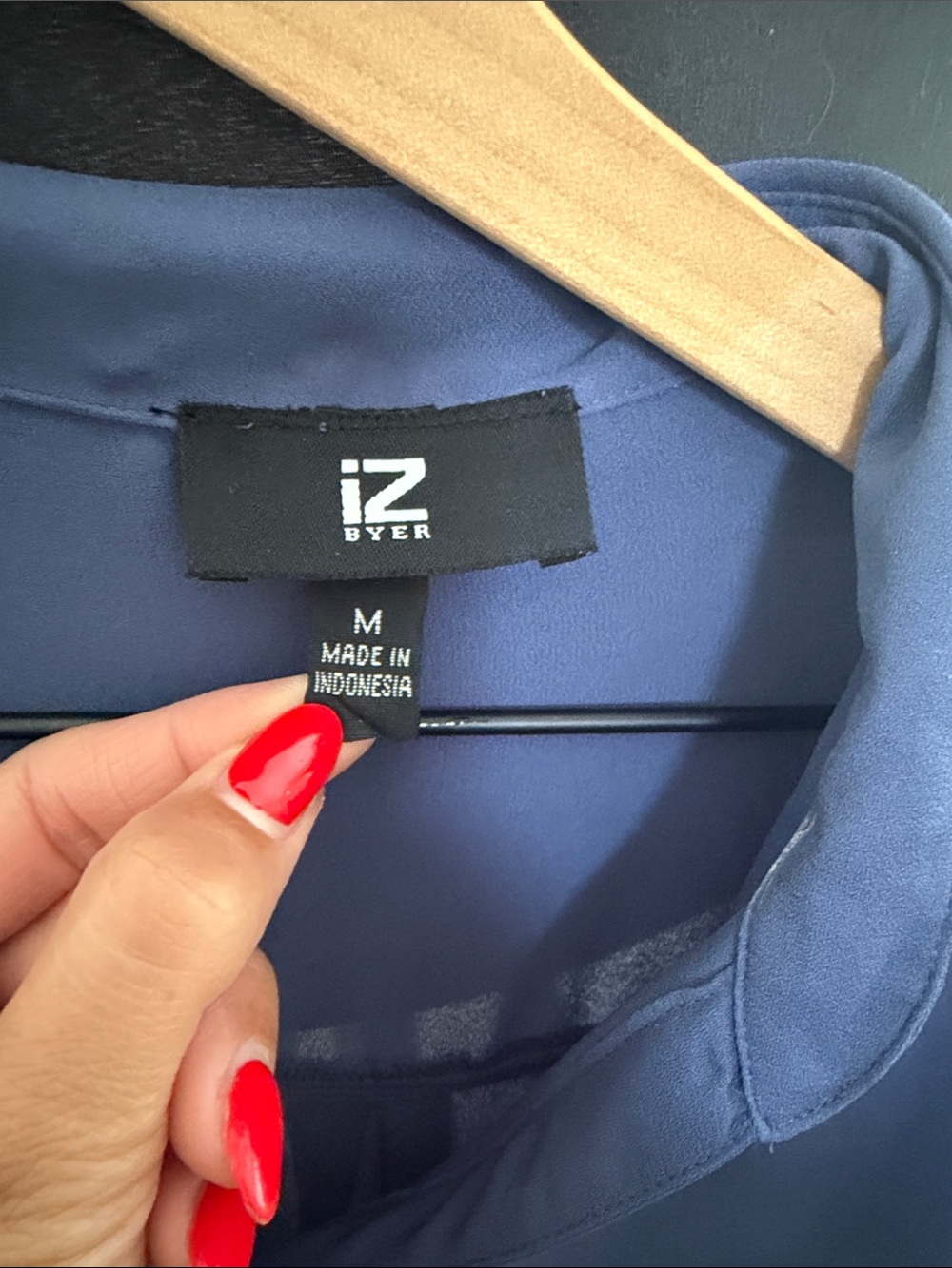 Blue Button-Up Blouse - Picture 3 of 4